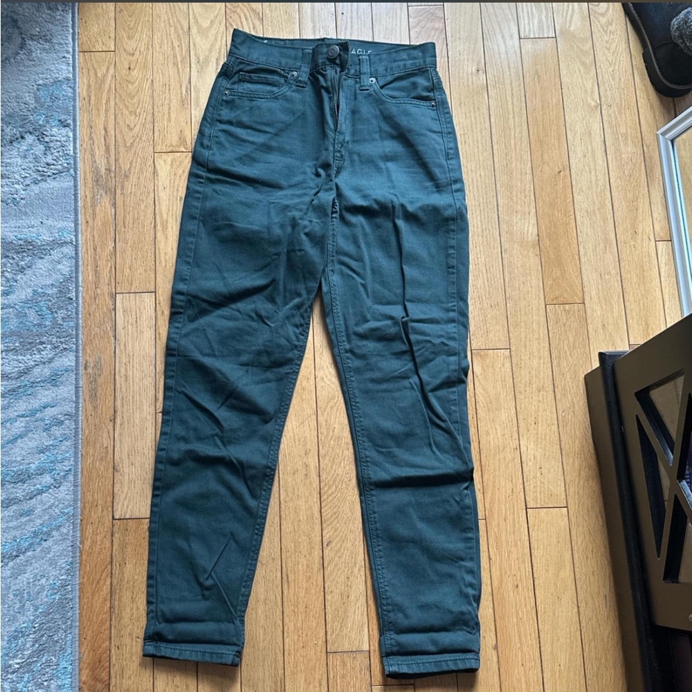 Green Straight-Leg Pants